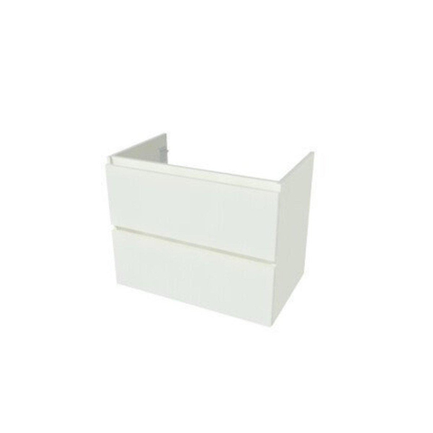 Go by Van Marcke ensemble meuble de salle de bains - 80x65x45.5cm - 2 tiroirs - sans poignées - 1 lavabo blanc mat - 1 trou de robinet - avec miroir - MDF standard white SW911662