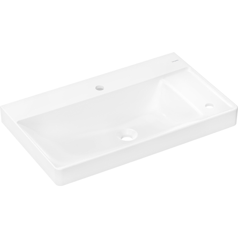 Hansgrohe Xelu Q wastafel - 80x48x8cm - planchet rechts - 2 kraangaten - wit SW1413548