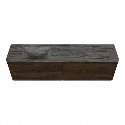Mondiaz CIRO-DLUX Ensemble de meubles de salle de bains - 190x45x50cm - Vasque solid surface Sombra - 1 lavabo à gauche - 1 trou de robinet - 4 tiroirs - Noyer SW1530794