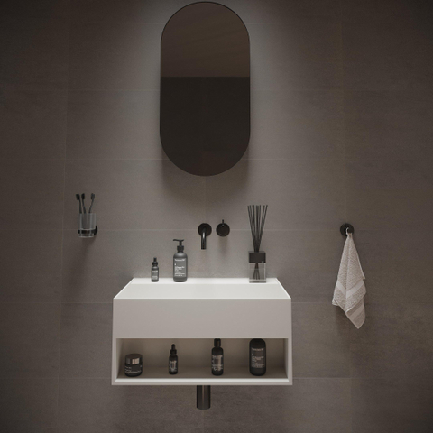 Ideavit SolidBliss Wastafel 60x40x28cm 0 kraangaten Solid surface mat wit SW450869