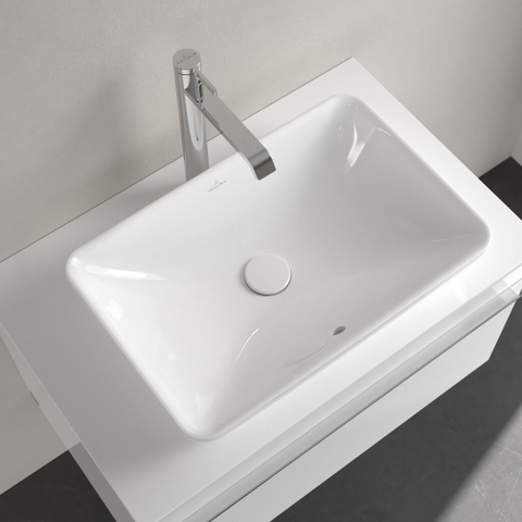 Villeroy & Boch venticello semi - inbouw opzetwastafel - zonder kraangat - 55x36cm - met overloop - White Alpine (glans wit) 1025158