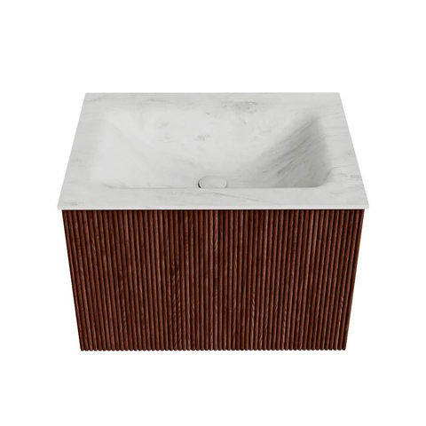 Mondiaz KURVE-DLUX Badkamermeubelset - 60x46x40cm - 1 lade - wastafel solid surface - midden - zonder kraangat - Ruby SW1415715