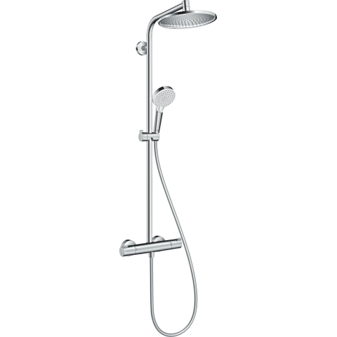 Hansgrohe Crometta s 240 - 1jet - showerpipe: - met Ecostat - 1001 CL douchekraan thermostatischHOH=15cm - met S - 24 - thermostaat - hoogglans chroom SW73210