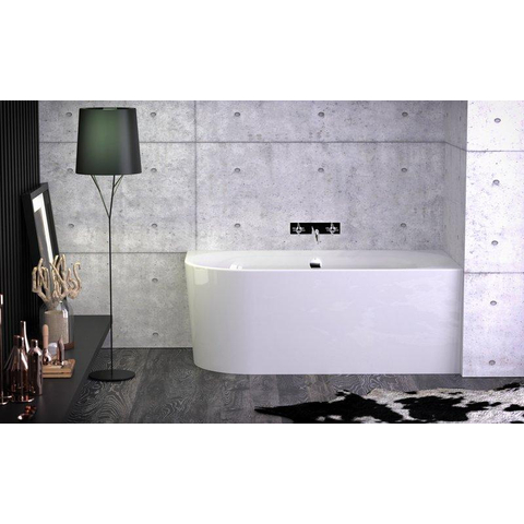 Plieger Kansas Baignoire d'angle - 155x80x60cm - angle droit - avec arrivée d'eau - avec garniture de vidage et de trop-plein - avec pieds - acrylique - blanc SW1027469