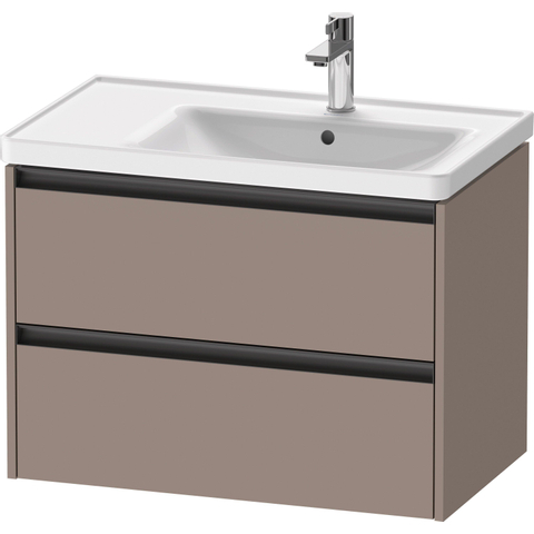 Duravit Ketho.2 Wastafelonderbouwkast - met 2 laden - voor waskom rechts - 78.4x45.5x54.9cm - met grepen antraciet - basalt mat SW772213