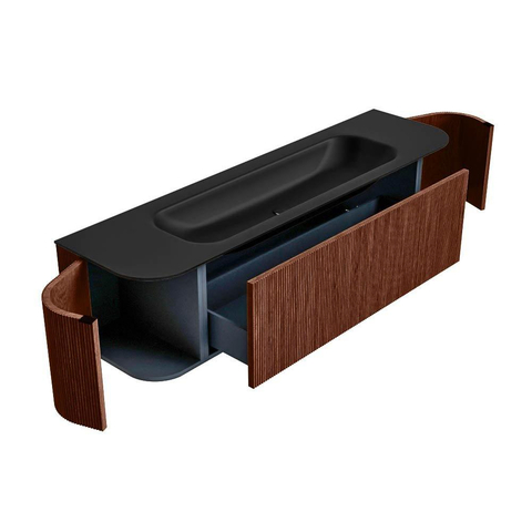 Mondiaz KURVE Badkamermeubelset - 170x46x40cm - 1 lade - 2 deuren - wastafel solid surface - midden - 1 kraangat - Ruby SW1415365