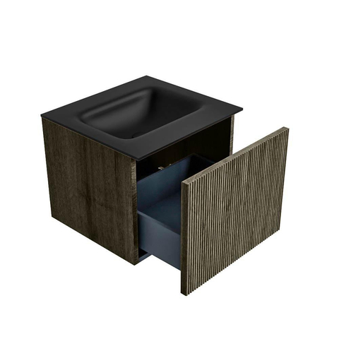 Mondiaz KURVE Ensemble meuble de salle de bains - 50x46x40cm - 1 tiroir - lavabo solid surface - central - sans trou de robinet - Shadow SW1414167