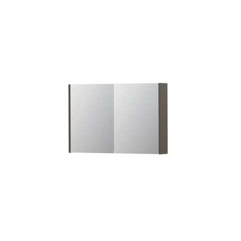 INK SPK1 Spiegelkast - 90x14x60cm - 2 deuren - dubbelzijdige Spiegel - schakelaar en stopcontact - MDF lak taupe mat SW493638