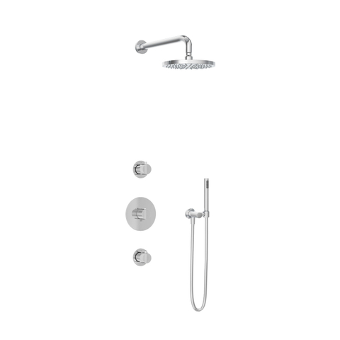 Hotbath Buddy IBS1 Regendoucheset - 2 stopkranen - 35cm wandarm - 20cm ronde hoofddouche - staafhanddouche - hoogglans chroom SW12097