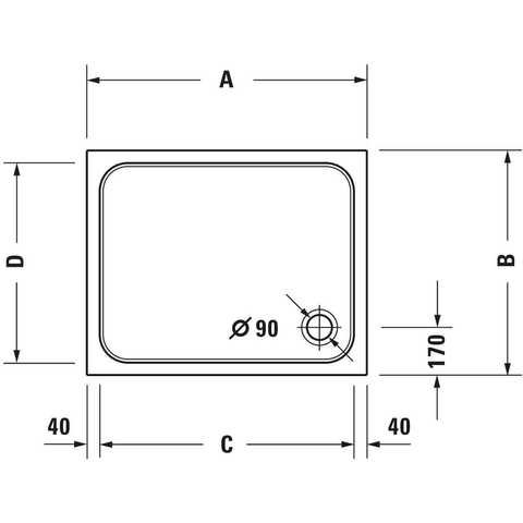 Duravit D-code Douchebak - 90x75x8.5cm rechthoekig acryl - wit 0295838