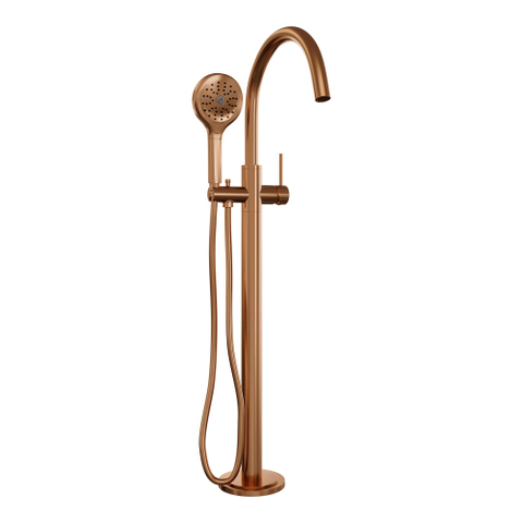 BRAUER Stripe Mitigeur de baignoire sur pied - SET 02 - Douchette à main 3 positions - Flexible de douche - cuivre brossé PVD SW1434886