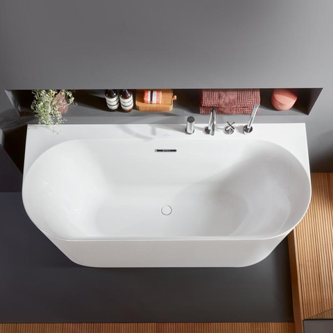 Villeroy & Boch Loop & Friends half - vrijstaand bad - 180x80cm Acryl - Stone White (mat wit) SW762356