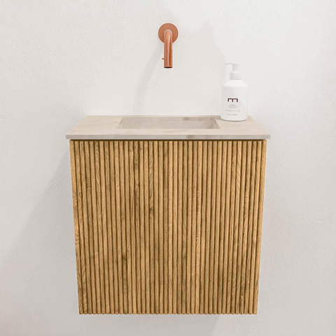Mondiaz JOYA-DLUX Meuble de toilette 40cm - couleur Oak - Vasque FAYE position Milieu Sans trou de robinet couleur Frappe. SW1421898