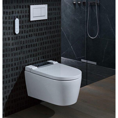 Geberit AquaClean Sela Douche Wc - 37.5x56.5cm - softclose - keratect - chroom afdekplaat - alpine - glans wit SW258980