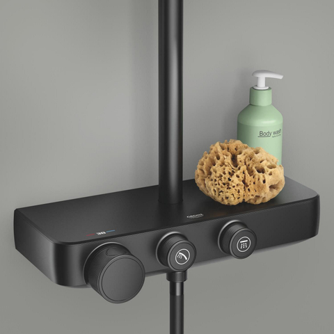 GROHE Vitalio Joy doucheset - 28cm - rond - thermostatisch - SmartControl - mat zwart SW1590070