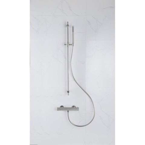 Fortifura Calvi douchekraan - met glijstangset - met staafhanddouche - metalen doucheslang - PVD - geborsteld RVS SW811925