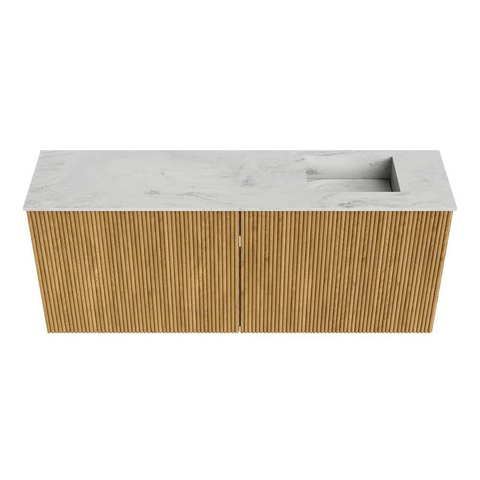 Mondiaz JOYA-DLUX 100cm toiletmeubel - kleur Oak - Wastafel FAYE positie Rechts Zonder kraangat kleur Opalo. SW1422141