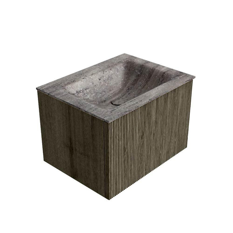 MONDIAZ KURVE-DLUX Meuble de salle de bains 60 cm couleur Shadow avec 1 tiroir et 0 porte. Lavabo CLOUD Central sans trou de robinet Oza. SW1432857