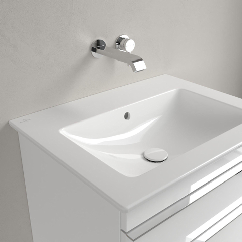 Villeroy & Boch venticello wastafel - zonder kraangat - 65x50cm - met overloop CeramicPlus - White Alpine (glans wit) 1025149