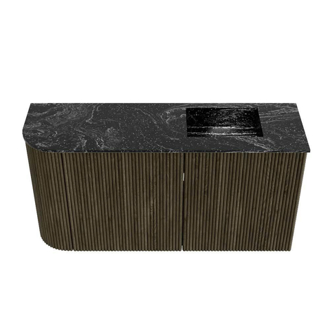 Mondiaz JOYA-DLUX Meuble de salle de bains 81,6cm - arrondi gauche couleur Shadow - Vasque FAYE position Droite Sans trou de robinet couleur Lava SW1422897