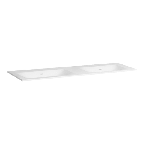BRAUER Glacier Meuble lavabo - 140x46x2cm - trop-plein - 2 lavabos à gauche et à droite - 2 trous de robinet - Finestone mat blanc SW86537
