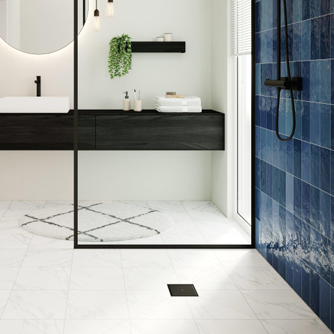 Hansgrohe RainDrain Point Bonde de douche - 10x10cm - face arrière carrelable - noir mat SW1590442