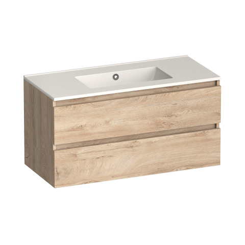 Brauer Core Series badkamermeubelset - 100x45x52cm - wastafel Starfall - forest wheat SW1601170