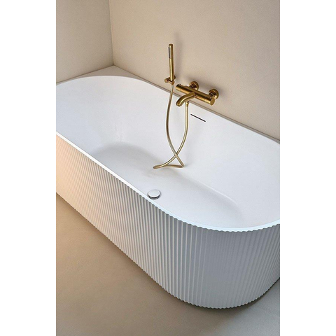 Robinet de baignoire Brauer Gold Edition - ensemble de douche - douchette à main 1 fonction - corps lisse - PVD - or brossé SW1164590