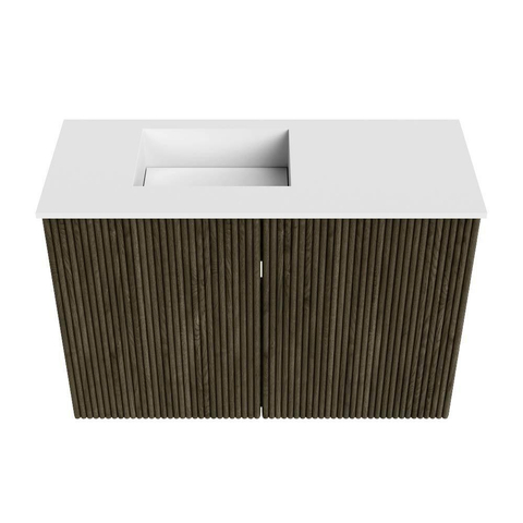 Mondiaz JOYA 60cm toiletmeubel - kleur Shadow - Wastafel FAYE positie Links Zonder kraangat kleur Talc. SW1421401
