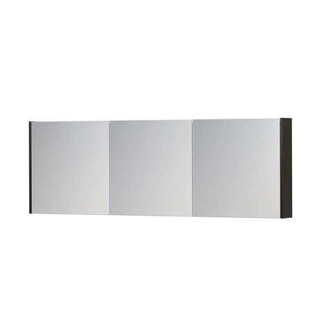 INK SPK1 Spiegelkast - 180x14x60cm - 3 deuren - dubbelzijdige Spiegel - schakelaar en stopcontact - MFC Intens eiken SW493955