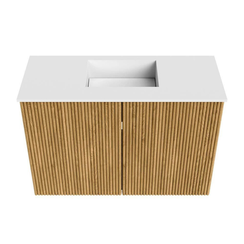 Mondiaz JOYA 60cm toiletmeubel - kleur Oak - Wastafel FAYE positie Midden 1 kraangat kleur Talc. SW1421102