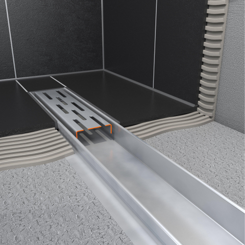 Easy Drain Compact caniveau de douche plaque simple avec sortie latérale 6x100cm 50mm inox 2301332