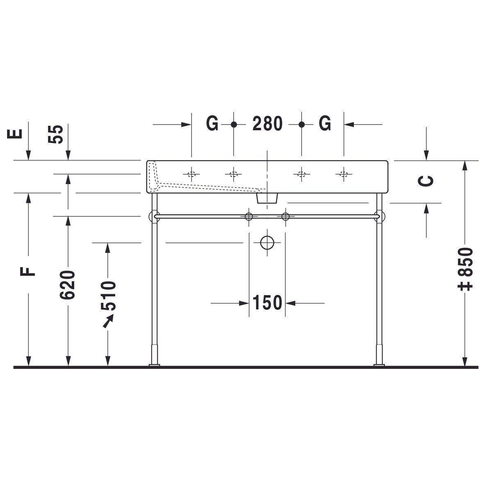 Duravit Vero Dubbele wastafel - 120x47cm - met 2 kraangaten - met overloop - wit 0293351