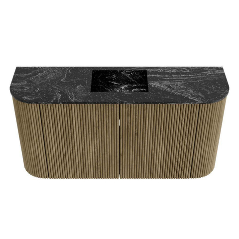 Mondiaz JOYA-DLUX Meuble de salle de bains 83.2cm - arrondi gauche et droite couleur Dusk - Vasque FAYE position Milieu Sans trou de robinet couleur Lava SW1423265