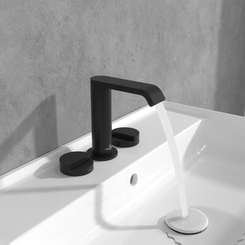 Villeroy & Boch Dawn wastafeluitloop set - zonder pop up afvoergarnituur - wandmontage afbouwdeel - mat zwart SW974309
