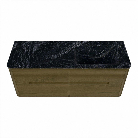 Mondiaz CIRO-DLUX Meuble de salle de bains - 130x45x50cm - plan-vasque solid surface Lava - 1 vasque à droite - sans trous de robinetterie - 4 tiroirs - Dusk SW1533039