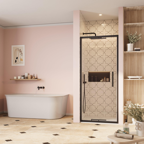 Crosswater Asura porte de douche pliante - 90cm - sans poignée - noir mat SW1176546