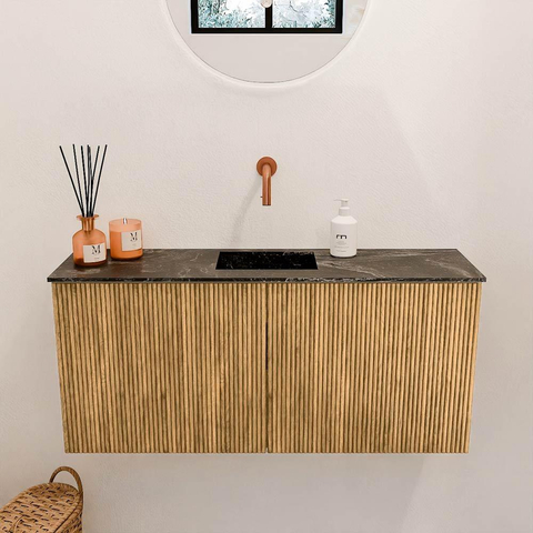 Mondiaz JOYA-DLUX 90cm meuble de toilette - couleur Chêne - Vasque FAYE position Milieu Sans trou de robinet couleur Lava. SW1422041