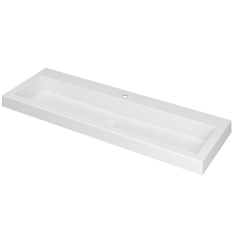 Ink dock lavabo 120x6x40cm 1 trou pour robinet évier polystone blanc mat SW352208