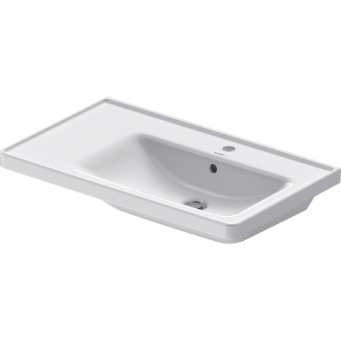 Duravit D-neo Wastafel - met waskom rechts - met kraangat - met overloop - 80x48cm - met wondergliss - wit SW640466