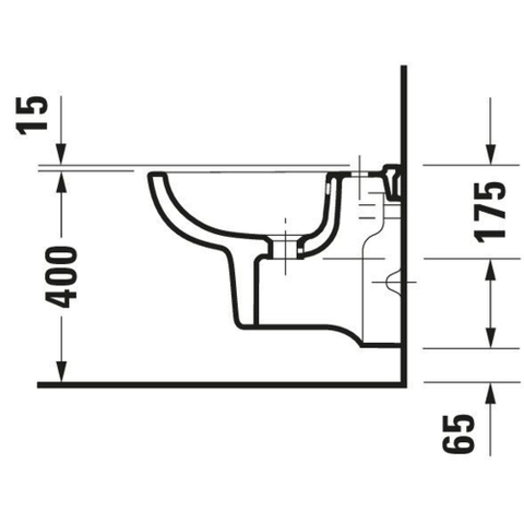 Duravit D-code Wandbidet - 350x350x480mm - 1 kraangat - met overloop - compact - wit 0315119