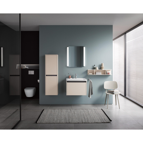 Duravit Ketho.2 Wastafelonderbouwkast - met 1 lade - 63.4x45.5x44cm - met greep antraciet - taupe supermat SW771925