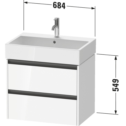 Duravit Ketho.2 Wastafelonderbouwkast - met 2 laden - 68.4x46x54.9cm - met grepen antraciet - eiken zwart mat SW772306