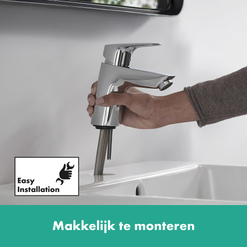 Hansgrohe Logis S wastafelkraan - 70 met waste - hoogglans chroom 0605637