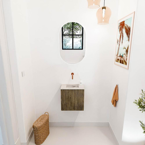 Mondiaz JOYA-DLUX Meuble de toilette 40cm - couleur Dusk - Vasque FAYE position Milieu Sans trou de robinet couleur Nata SW1425876