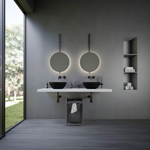 Ideavit Solidthin waskom - 39x39x14.5cm - Solid surface - Rond - Mat Zwart SW857489