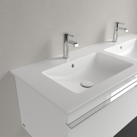 Villeroy & Boch Venticello Lavabo pour meuble 130x50cm 2 vasques et 2 trous (encore 4 trous perçables) avec trop-plein Ceramic+ stone white SW209619