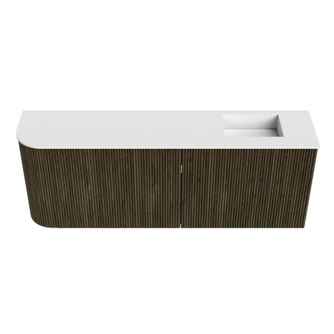 Mondiaz JOYA 111.6cm toiletmeubel - ronding links kleur Shadow - Wastafel FAYE positie Rechts 1 kraangat kleur Talc. SW1421456