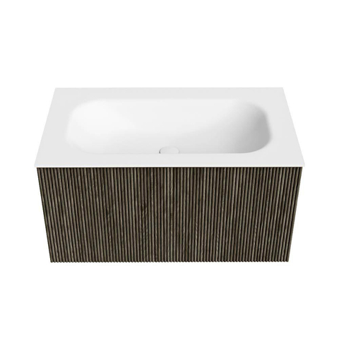 Mondiaz KURVE Ensemble meuble de salle de bains - 80x46x40cm - 1 tiroir - vasque solid surface - central - sans trou de robinet - Shadow SW1414216