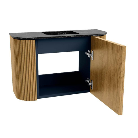 Mondiaz JOYA-DLUX 63.2cm meuble de toilette - arrondi gauche et droite couleur Chêne - Vasque FAYE position Milieu Sans trou de robinet couleur Lava. SW1422117